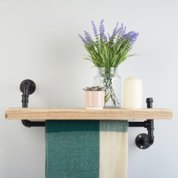 Altro 3/4" Drill Through Pipe Shelf Kit with Hanging Rail - Black