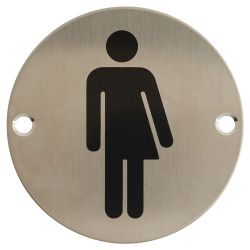 Altro Gender Neutral Toilet Door Sign - 75mm Diameter - Satin Stainless Steel