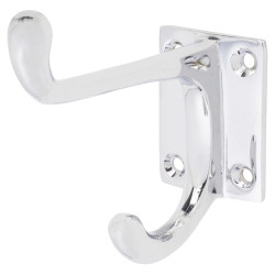 Hampstead Old School Single Hat & Coat Hook - 70 x 31mm - Polished Chrome