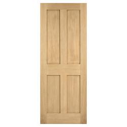 LPD London 4 Panel Unfinished Solid Internal FD30 Fire Door - 1981 x 686 x 44mm - Oak