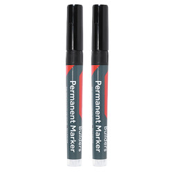 TIMCO Builders Permanent Markers - Fine Tip - Black - Pack of 2