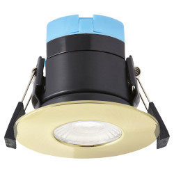 Forum Spa Rhom 8W IP65 Fire Rated LED Dimmable Fixed Downlight - 3/4/6000K CCT - Satin Brass