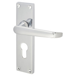 Touchpoint Polished Chrome Victorian Straight Euro Lock Door Handles - 155 x 42mm