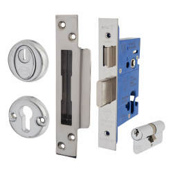 Altro BS3621 Euro Sashlock & Dbl Cylinder - 76mm Case - 57mm Backset - Square - Pol Stainless