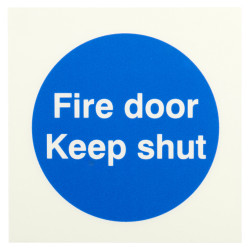 Altro Photoluminescent Fire Door Keep Shut Door Sign - 100 x 100mm - Rigid Plastic