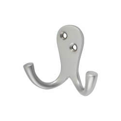 Hampstead Solid Brass Double Coat Hook - 70 x 43mm - Satin Chrome