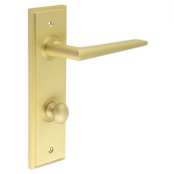 Burlington by Frelan Satin Brass Fire Rated DIN Bathroom Door Handles - Mayfair - Inner 1 - 200 x 55mm