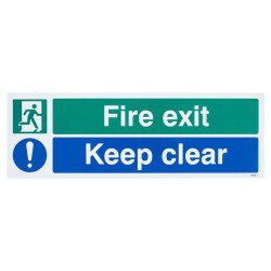 Altro Fire Exit Keep Clear Sign - 450 x 150mm - Rigid Plastic