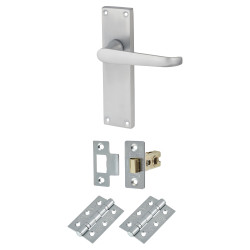 Touchpoint Satin Chrome Victorian Straight Latch Door Handles Pack