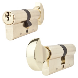 Touchpoint 5 Pin 70mm Euro Thumbturn Cylinder - 35mm Turn + 35mm - Pol Brass - Keyed to Differ