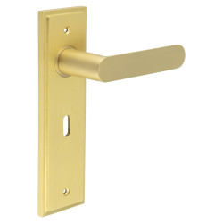 Burlington by Frelan Satin Brass Fire Rated Lock Door Handles - Kensington - 200 x 55mm