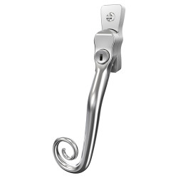 Mila Heritage Monkey Tail Locking Espagnolette Casement Window Handle - Left Hand - Satin Chrome