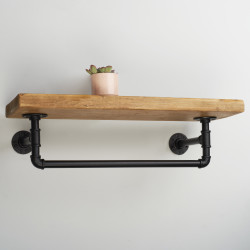 Altro 1/2" Pipe Shelf Kit with Downwards Facing Hanging Rail - Black