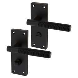 Altro Matt Black Reeded Bathroom Door Handles - Lily Range - 155 x 55mm