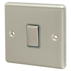 Eurolite Enhance Decorative 10A 1 Gang 2 Way Light Switch - Satin Steel with Grey Inserts