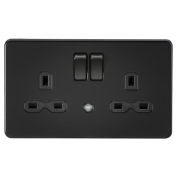 Knightsbridge 13A 2G DP Switched Socket with Photocell Nightlight Function - Matt Black/Black