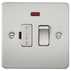 Knightsbridge 13A 1 Gang Flat Plate Switched Fused Spur with Neon - Brushed Chrome