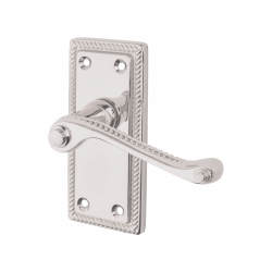 Touchpoint Polished Chrome Budget Rope Edge Scroll Latch Door - Short Plate - Mia Range - 105 x 48mm