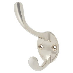 Alexander & Wilks Victorian Single Hat & Coat Hook - 80 x 35mm - Polished Nickel