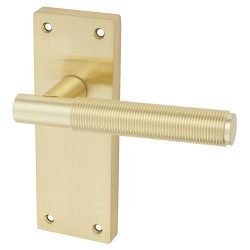 Altro Satin Brass Reeded Latch Door Handles - Lily Range - 155 x 55mm