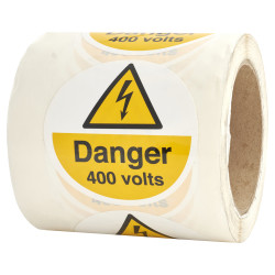 Altro Danger 400 Volts - 80 x 80mm - Self Adhesive Vinyl Labels - Roll of 250