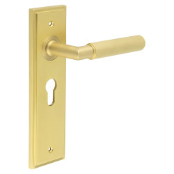 Burlington by Frelan Satin Brass Fire Rated Euro Lock Door Handles - Piccadilly - 200 x 55mm