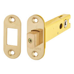 Altro 5mm Tubular Bathroom Deadbolt - 103mm Case - 82mm Backset - Radius - PVD Brass