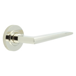 Burlington by Frelan Polished Nickel Fire Rated Door Handles on Round Knurled Rose - Mayfair Range