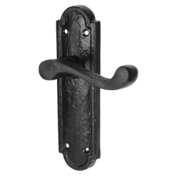 Olde Forge Antique Black Iron Scroll Latch Door Handles - Turnberry Range - 170 x 45mm