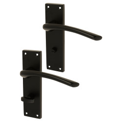 Touchpoint Matt Black Bathroom Door Handles - Rimini Range - 151 x 42mm