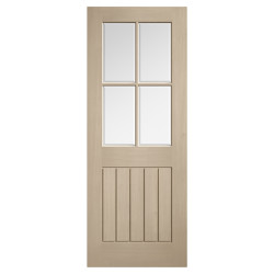 LPD Mexicano 4 Light Clear Bevelled Glazed Pre-Finished Solid Internal Door - 1981 x 762 x 35mm - Blonde Oak