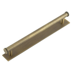 Hoxton by Frelan Wenlock 15mm Knurled T-Bar Cabinet Pull Handle on Plain Backplate - 224mm c/c - Antique Brass