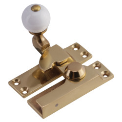 Hampstead Lancaster Pattern Quadrant Arm Sash Window Fastener - 75 x 27mm - Brass/White