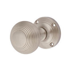 Heritage Brass by M Marcus Satin Nickel Reeded Mortice Door Knob - 59mm Rose Diameter