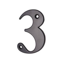 79mm Screw Fix Door Numeral - 3 - Black