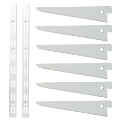 Altro Twin Slot Shelving Kit - 2 x 2000mm Shelf Wall Uprights & 6 x 170mm Shelf Brackets - White