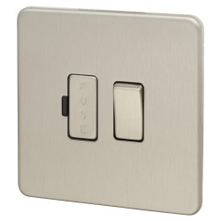 Knightsbridge 13A 1 Gang Screwless Flat Plate Switched Fused Spur - Brushed Chrome