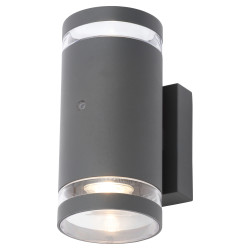 Forum Zink Lens Outdoor Up & Down Wall Light with Photocell - IP44 - Anthracite