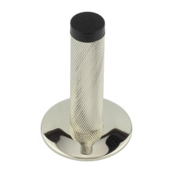 Burlington by Frelan Knurled Door Stop on Chamfered Rose - 76mm Projection - Polished Nickel