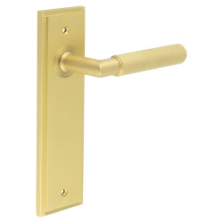 Burlington by Frelan Satin Brass Fire Rated Latch Door Handles - Piccadilly - 200 x 55mm