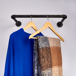 Altro 3/4" Single Pipe Wardrobe Rail Kit - Black