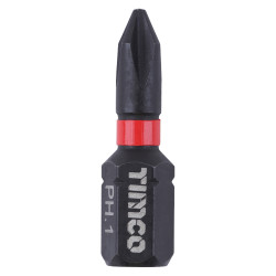 TIMCO X6 Impact Driver Bits - Phillips - PH1 - 25mm Length - Pack of 10