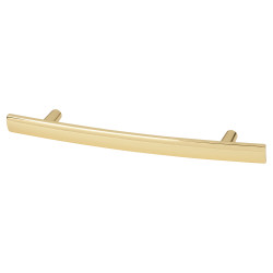 Altro 14mm Curved T-Bar Cabinet Pull Handle - 76mm Centres - Polished Brass