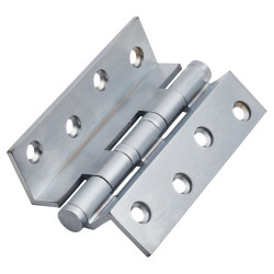 Cranked Ball Bearing Storm Proof Casement Window/Door Hinge - 100 x 3mm - Satin Chrome - Pair