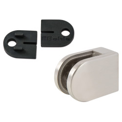 Bohle D Shaped Balustrade Clamps & Inserts - 10mm Glass - 63mm x 45mm - Austenitic Stainless-Pk of 4
