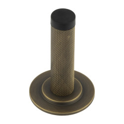 Burlington by Frelan Knurled Projection Door Stop on Stepped Rose - 76mm Projection - Antique Brass