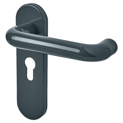 Hoppe AR600/23 Anthracite Grey Nylon Steel Core Euro Lock Door Handles - 47.6mm c/c - Paris Range