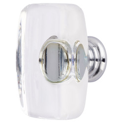 Altro Rectangle Glass Cabinet Knob - 42mm Diameter - Polished Chrome