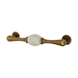 Hampstead Chateau 27mm Porcelain Crackle T-Bar Cabinet Pull Handle - 128mm Centres - Antique Brass