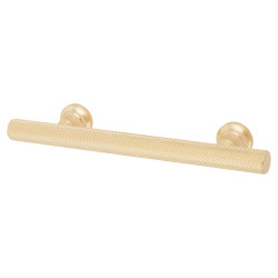 Altro York 12mm Knurled T-Bar Cabinet Pull Handle - 96mm Centres - Satin Brass